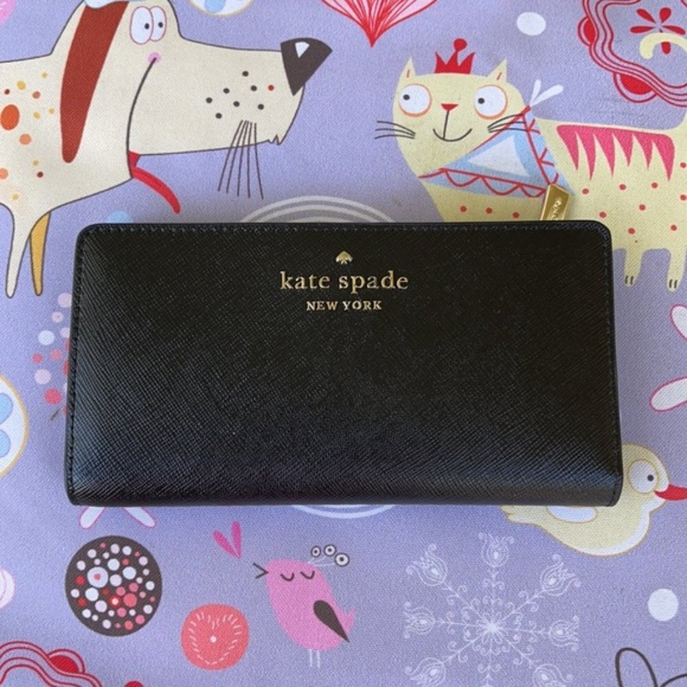 Kate Spade Staci Large Slim Bifold Wallet Black - Picture 13 of 16